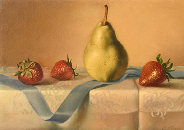 Green Pear with Strawberries