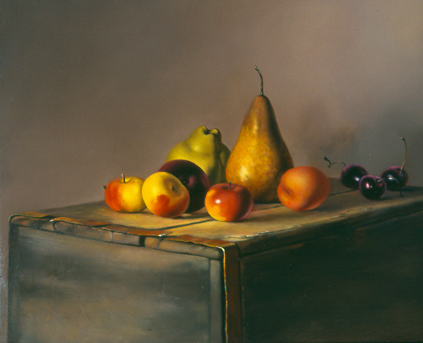 Lady Apples, Quince and Fruit on Box